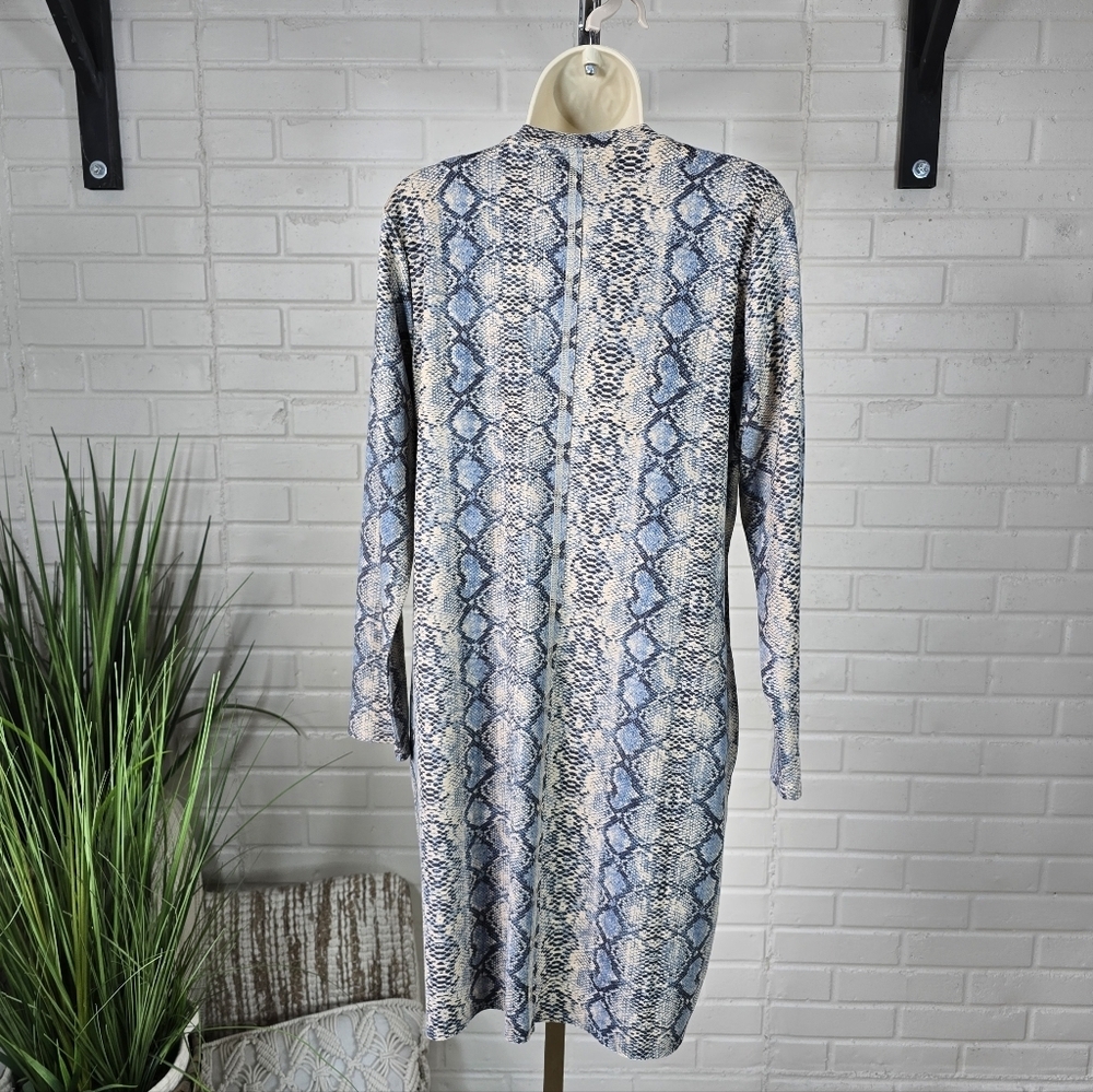 Joh Snakeskin Print Long Sleeve Rou D Neck Faux Suede Dress Oversized Small - Picture 5 of 12